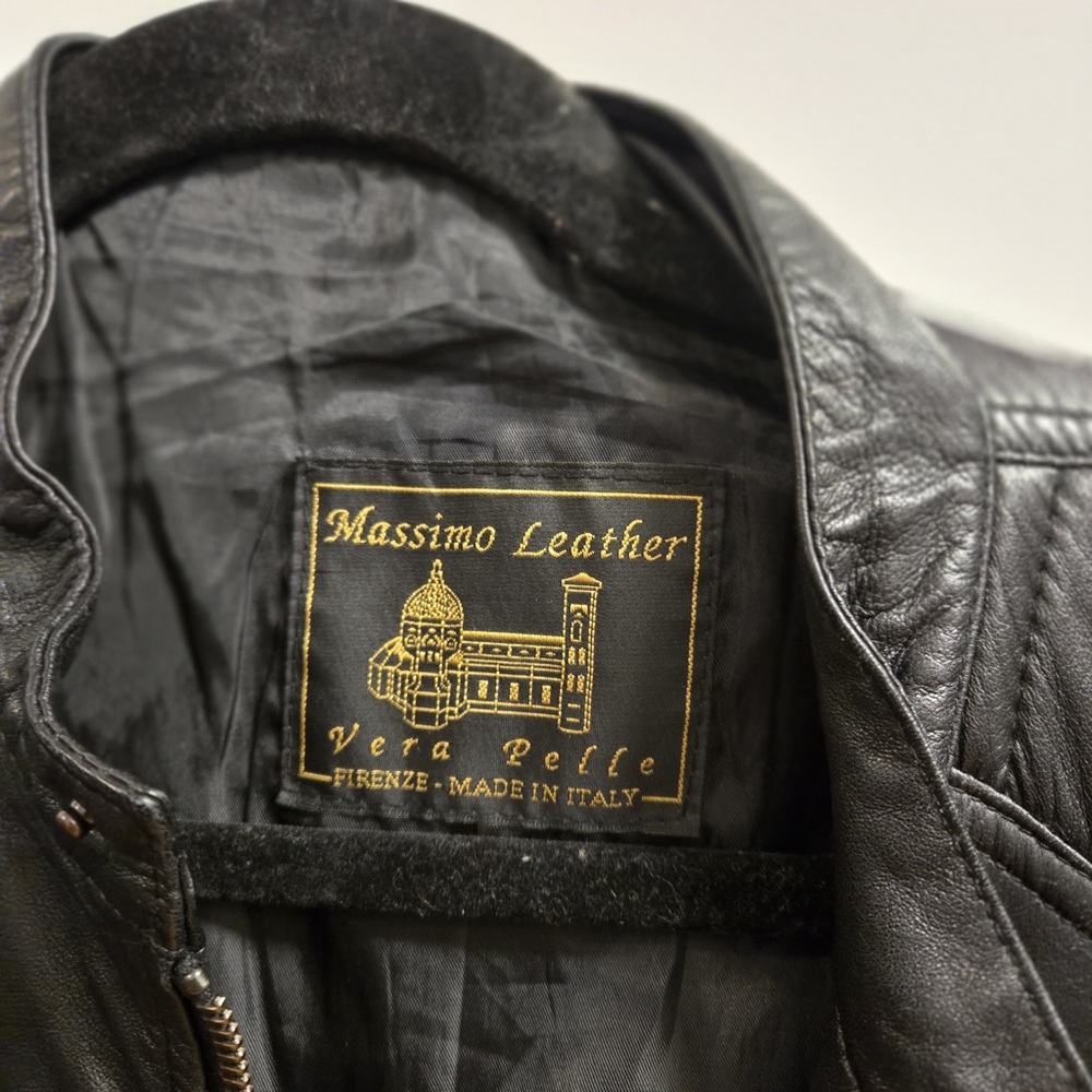 Massimo Black Leather Jacket - Picture 2 of 5
